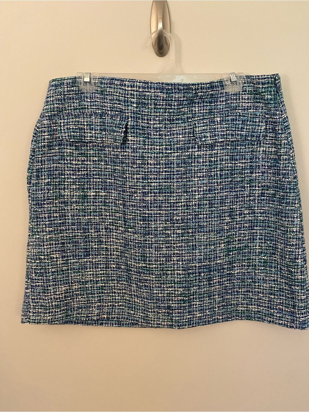 LOFT Navy and White Tweed Mini Skirt
